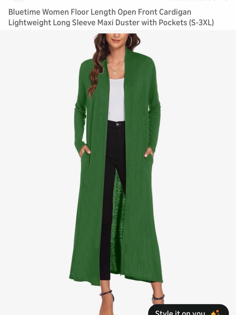 Bluetime Women's Floor-Length Open Front Cardigan - Green